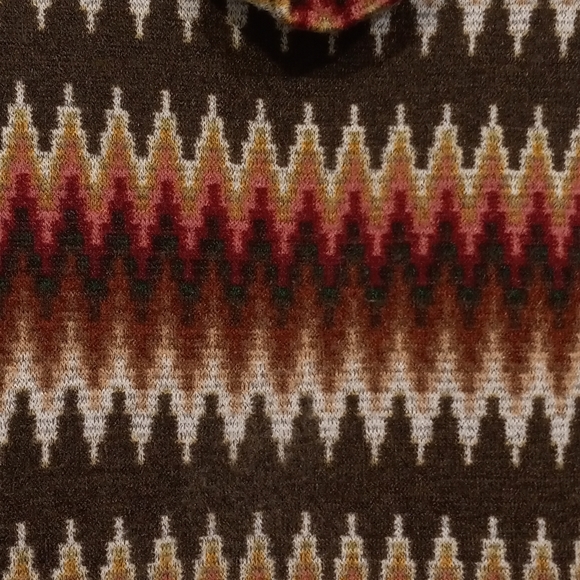 🧁B2G1🧁 Janette Plus Earthy Tones Chevron Pattern Bat-Wing Turtleneck Sweater - Picture 6 of 8